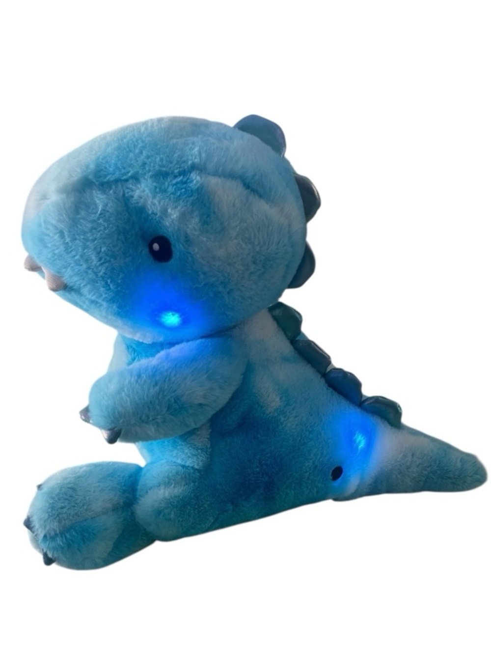 FAO Schwarz Stuffed Dinosaur Glow Brights Blue T-Rex 12" Light Up Sound Plush